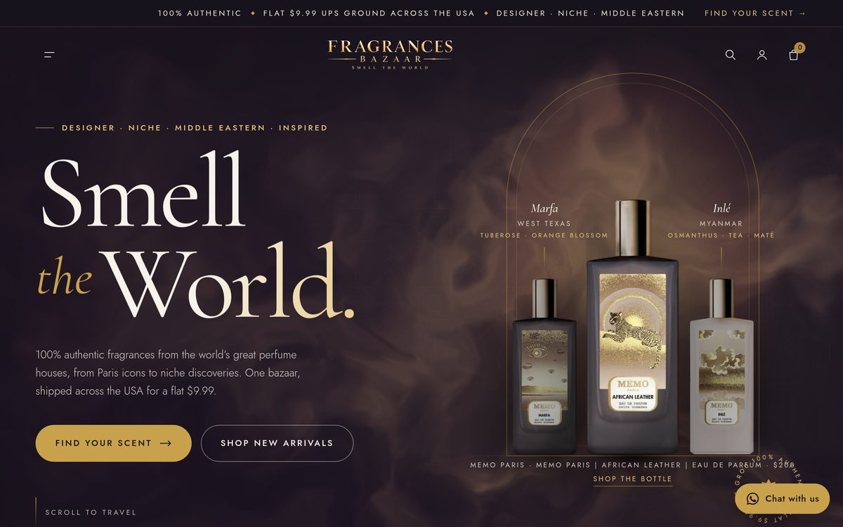 Fragrances Bazaar online store homepage on a desktop screen